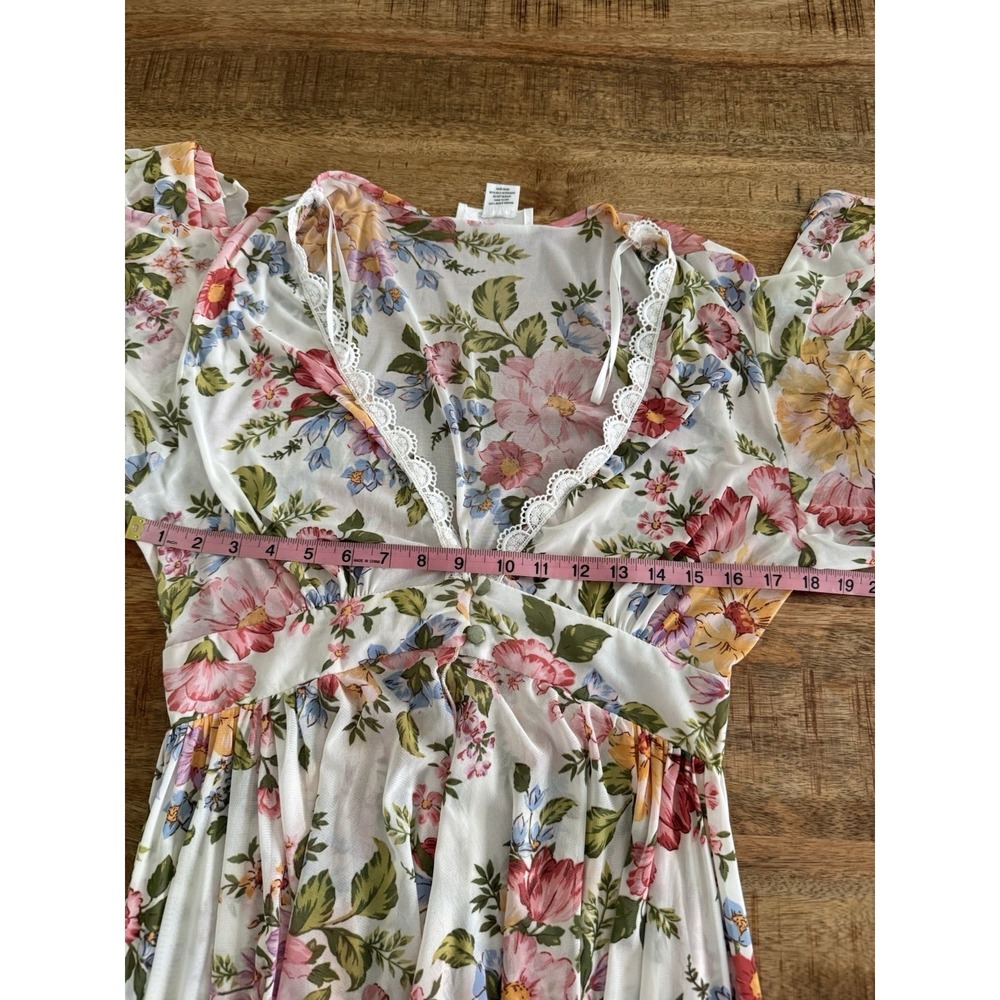 LIFE Love Is For Eternity Floral Kimono Dress M Lace Boho Wedding Guest High Low - Picture 10 of 11